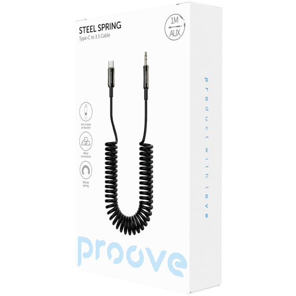 Cable AUX Proove Steel Spring Type-C to 3.5 (1m) - Photo 1